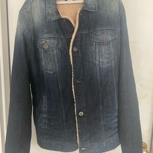 BOSS ORANGE Dark Blue Denim Sherpa Jacket